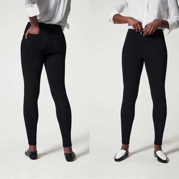 SPANX Jean-ish® Ankle Leggings Pants Black Sz L - Picture 1 of 6
